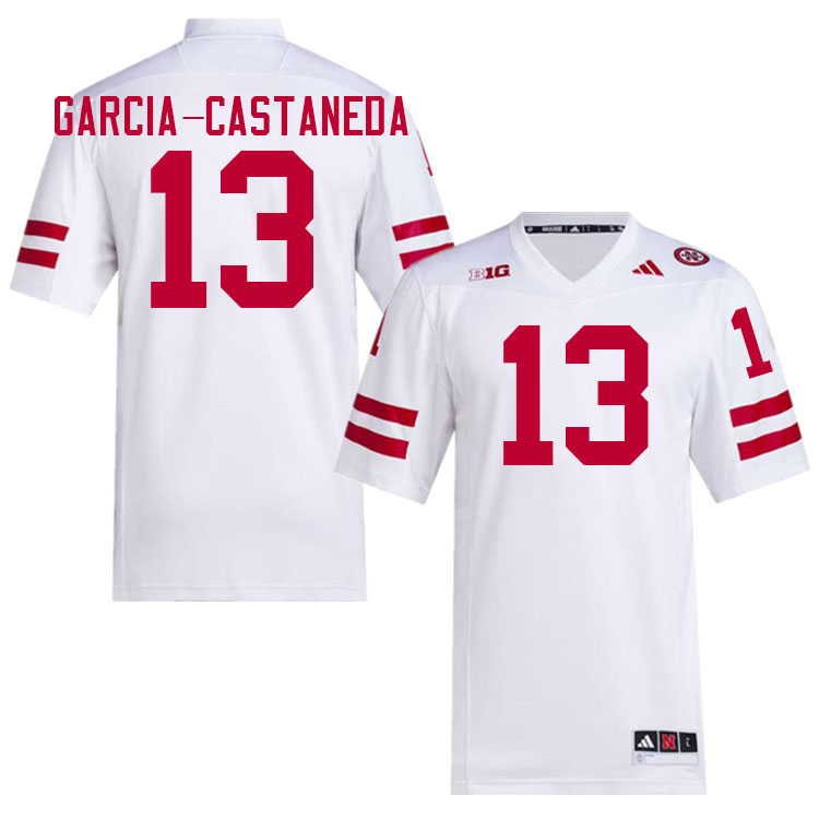 Men #13 Isaiah Garcia-Castaneda Nebraska Cornhuskers College Football Jerseys Stitched Sale-White